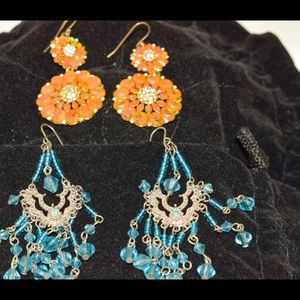 Earrings set Blue glass